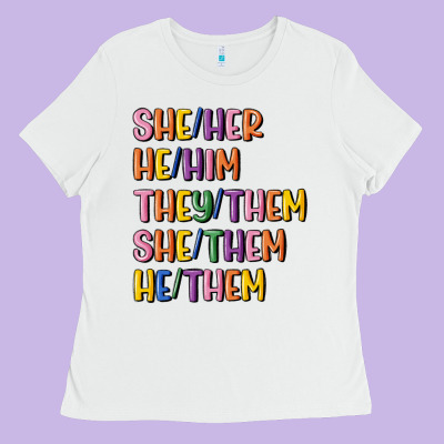 Lgbtq Pronouns Ladies Tee Designed By Maliassmallbusiness