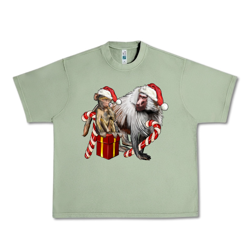 Christmas Baboon Baby And Mama Urban Heavy Tee by LillyAllenDesigns | Teevron