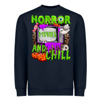 Navy Horror movies and chill Heavyweight Sweatshirt - NancyCooperArtShop