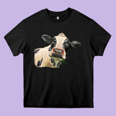 Holstein Heifer Face Heavy Core Tee Designed By Lillyallendesigns