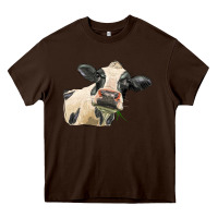 Chocolate Brown holstein heifer face Heavy Core Tee - LillyAllenDesigns