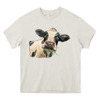 Cream holstein heifer face Heavy Core Tee - LillyAllenDesigns