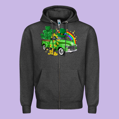 Western Truck St. Patrick's Day Zipper Hoodie Designed By Howdyjamesfarm