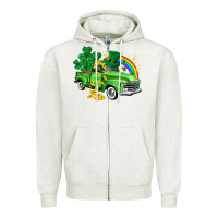 Oatmeal Heather western truck St. Patrick's Day Zipper Hoodie - HowdyJamesFarm