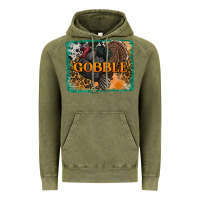 Vintage Olive thanksgiving turkey gobble with background Vintage Hoodie - RanaPortraitStore