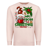 Pale Pink Hot Cocoa And Christmas Movie Premium Sweatshirt - BundleAndBundleShop