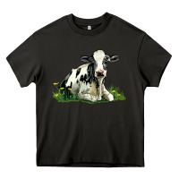 Asphalt holstein cow sitting Heavy Core Tee - LillyAllenDesigns