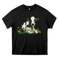 Black holstein cow sitting Heavy Core Tee - LillyAllenDesigns