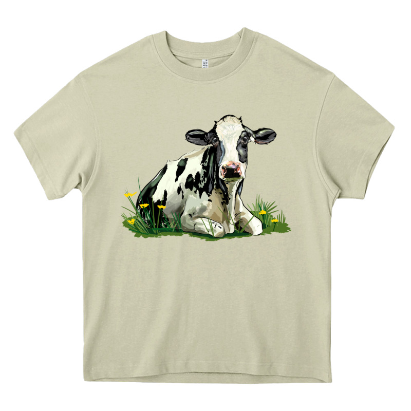 Holstein Cow Sitting Heavy Core Tee by LillyAllenDesigns | Teevron