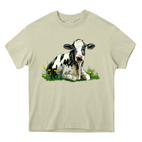 Mossy holstein cow sitting Heavy Core Tee - LillyAllenDesigns