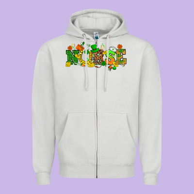 St. Patricks Day Nurse Zipper Hoodie Designed By Howdyjamesfarm
