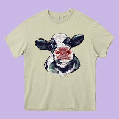 Holstein Calf Face Heavy Core Tee Designed By Lillyallendesigns