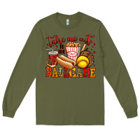 Army Green take me out to the ball game softball Long Sleeve Tee - Jasminsmagicworld