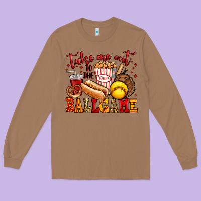 Take Me Out To The Ball Game Softball Long Sleeve Tee Designed By Jasminsmagicworld