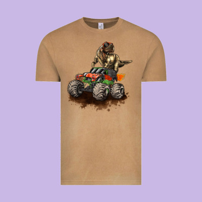 Monster Truck And T Rex Dinosaur Vintage Tee Designed By Lillyallendesigns