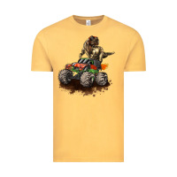 Vintage Mustard monster truck and t rex dinosaur Vintage Tee - LillyAllenDesigns