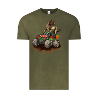 Vintage Olive monster truck and t rex dinosaur Vintage Tee - LillyAllenDesigns