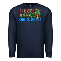 Navy merry happy chrismukkah Premium Sweatshirt - FaDigitalArtStudio