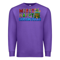 Purple merry happy chrismukkah Premium Sweatshirt - FaDigitalArtStudio