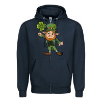 Navy St. Patrick's day elf Zipper Hoodie - CowGirlArtShop