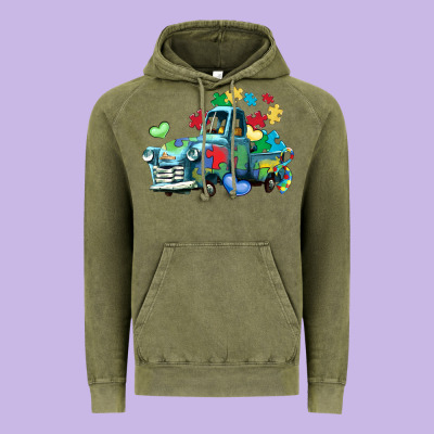 Autism Truck Vintage Hoodie Designed By Lillyallendesigns