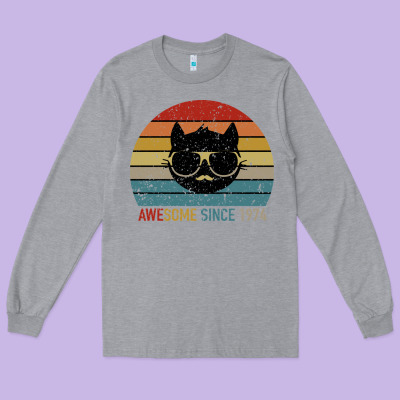 Awesome Since 1974 Long Sleeve Tee Designed By Bettercallsaul