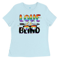 Baby Blue love is blind Ladies Tee - MaliasSmallBusiness
