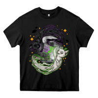 Black Magical cats ghost with moon Halloween Heavy Core Tee - NancyCooperArtShop