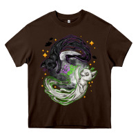 Chocolate Brown Magical cats ghost with moon Halloween Heavy Core Tee - NancyCooperArtShop
