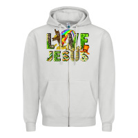 Dove Grey Love like Jesus Zipper Hoodie - CowGirlArtShop