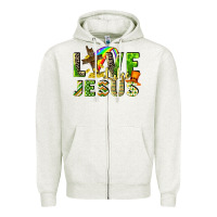 Oatmeal Heather Love like Jesus Zipper Hoodie - CowGirlArtShop