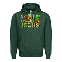 Sports Green Love like Jesus Zipper Hoodie - CowGirlArtShop