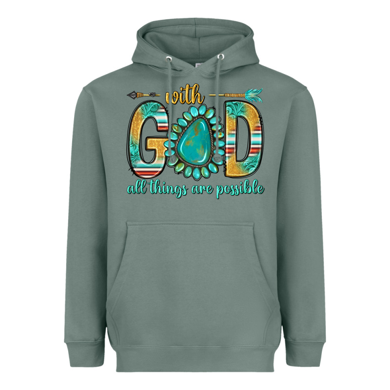 With God All Things Are Possible With Turquoise Gemstone Bbs Heavyweight Hoodie by BundleAndBundleShop | Teevron