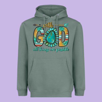 With God All Things Are Possible With Turquoise Gemstone Bbs Heavyweight Hoodie Designed By Bundleandbundleshop