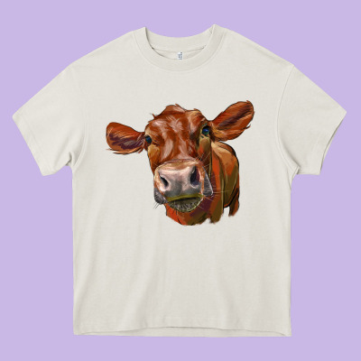 Red Angus Face Heavy Core Tee Designed By Lillyallendesigns