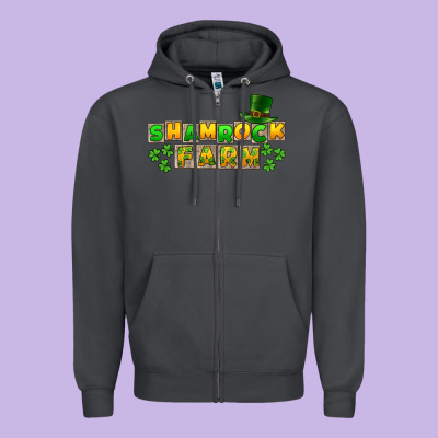 St. Patrick's Shamrock Farm Zipper Hoodie Designed By Cowgirlartshop