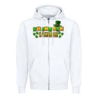 White St. Patrick's Shamrock farm Zipper Hoodie - CowGirlArtShop