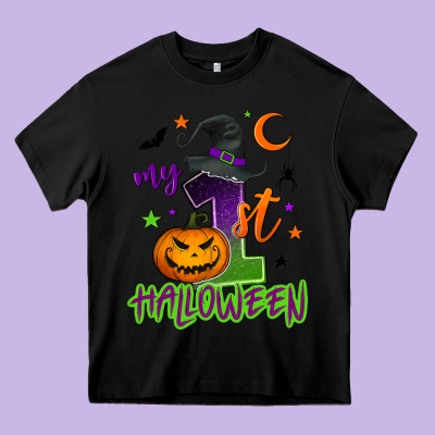 My First Halloween Heavy Core Tee Designed By Nancycooperartshop