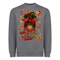 Storm one merry mama christmas afro messy bun Heavyweight Sweatshirt - texasbilliewilder