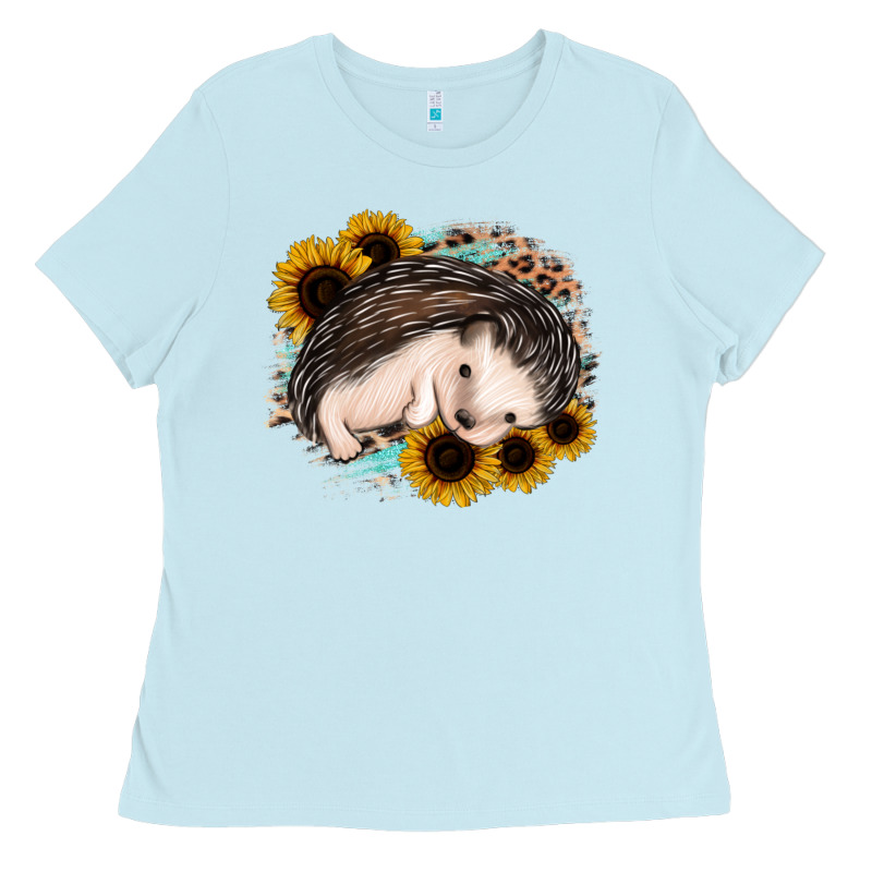 Sleeping Hedgehog Sunflower Leopard Ladies Tee by Jasminsmagicworld | Teevron