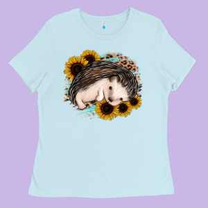 Sleeping Hedgehog Sunflower Leopard Ladies Tee Designed By Jasminsmagicworld