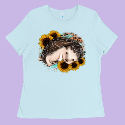 Sleeping Hedgehog Sunflower Leopard Ladies Tee Designed By Jasminsmagicworld