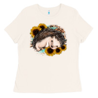 Bone sleeping hedgehog sunflower leopard Ladies Tee - Jasminsmagicworld