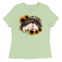 Matcha sleeping hedgehog sunflower leopard Ladies Tee - Jasminsmagicworld