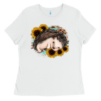 White sleeping hedgehog sunflower leopard Ladies Tee - Jasminsmagicworld