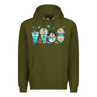 Army Green winter coffee cups Premium Hoodie - OliviaCreatesArt