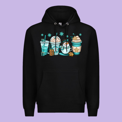 Winter Coffee Cups Premium Hoodie Designed By Oliviacreatesart