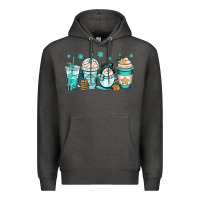 Charcoal Heather winter coffee cups Premium Hoodie - OliviaCreatesArt