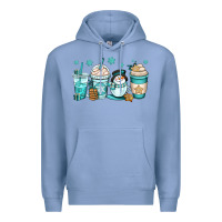 Colony Blue winter coffee cups Premium Hoodie - OliviaCreatesArt