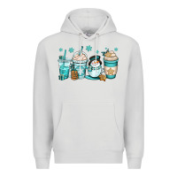 Dove Grey winter coffee cups Premium Hoodie - OliviaCreatesArt